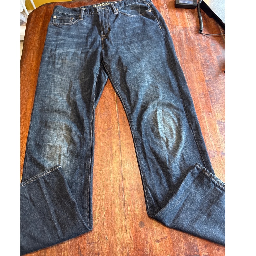 American Eagle Outfitters Mens‎ 32x34 Dark Wash Indigo Cotton Straight Leg Jeans